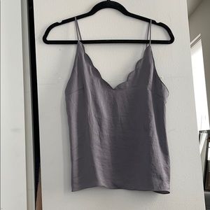 Satin Gray scalloped tank